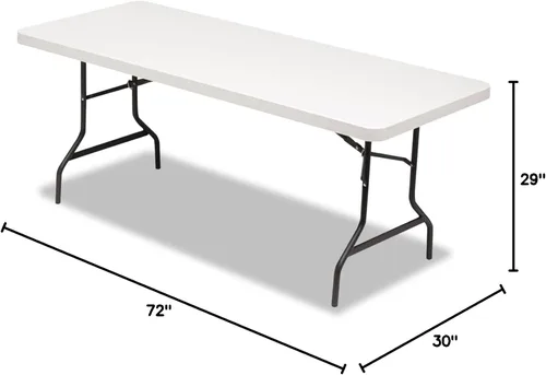 Vista 2 de Alera Mesa plegable rectangular de resina, 72 pulgadas de ancho x 30 pulgadas de profundidad x 29 horas, platino (ALE65600)