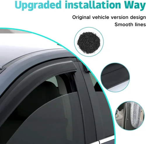 Vista 2 de Protectores de lluvia para ventanas compatibles con Toyota Prius 2010, 2011, 2012, 2013, 2014, 2015, accesorios para Toyota Prius, viseras
