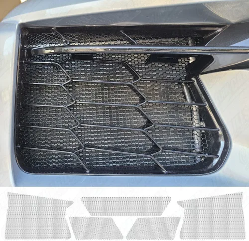 Vista 2 de customcargrills - Juego de 5 piezas de malla para Chevy Corvette Z06 y E-Ray C8 2023+ rejilla de ventilación para radiador