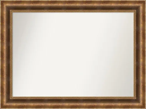 Vista 136 de Amanti Art Espejo de pared personalizado no biselado (25 x 25 pulgadas), marco de bronce acentuado, varios tamaños personalizados, espejo de baño