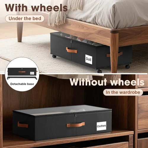 Vista 6 de Eastherry Contenedores de almacenamiento debajo de la cama con ruedas, 9.5 pulgadas de altura para almacenamiento debajo de la cama de zapatos