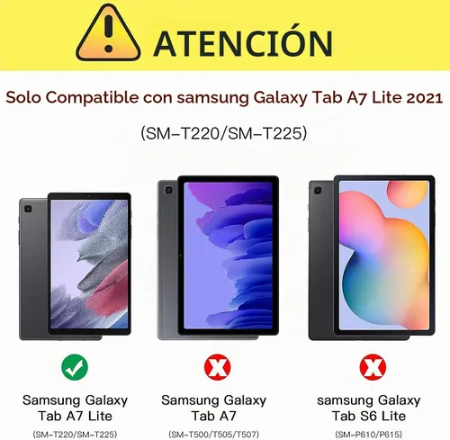 Vista 2 de TSQQST Funda Samsung Galaxy Tab A7 Lite de 8.7 pulgadas 2021 para niños Negro