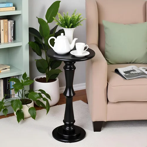 Vista 7 de SwallowLiving Mesa de bebida de madera maciza para espacios pequeños, mesa
