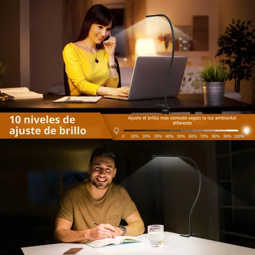 Vista 3 de iZELL Lámpara LED de escritorio para oficina en casa con abrazadera [77 luces LED, 3 modos de color y 10 niveles de brillo] Luces flexibles