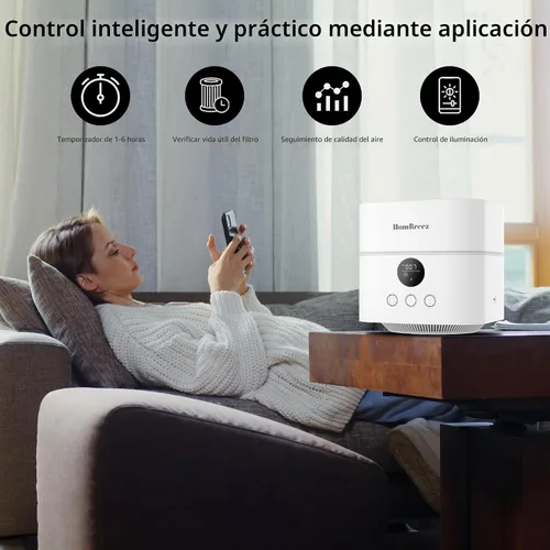 Vista 6 de Purificador de Aire y Humidificador Combo para Dormitorio, Cubre hasta 200 pies², Filtro H13 HEPA Verdadero, Tanque de Agua de 500ML, Difusor