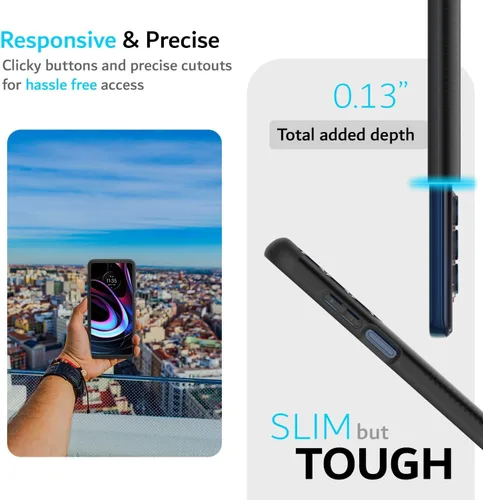 Vista 4 de TUDIA DualShield - Funda diseñada para Motorola Edge 5G UW/Moto Edge 2021, protección delgada, resistente, de doble capa, color negro mate