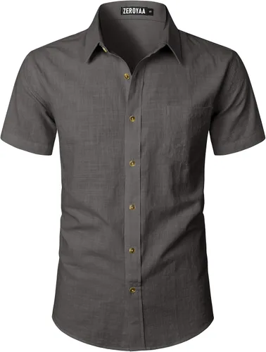 Vista 15 de ZEROYAA Camisas casuales de algodón ligero con botones para hombre aguamarina (Aqua Sky)