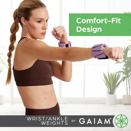 Vista 5 de Gaiam Wrist and Ankle Weights, Wearable Bracelet to Strengthen, Tone & Sculpt, Adjustable Ankle Weights for Women & Men for Yoga, Dance, Pilates