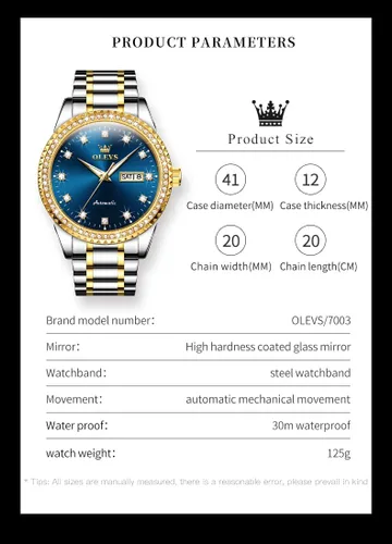 Vista 6 de OLEVS Reloj mecánico para hombre ahueca hacia fuera impermeable reloj de cuerda automático para hombres