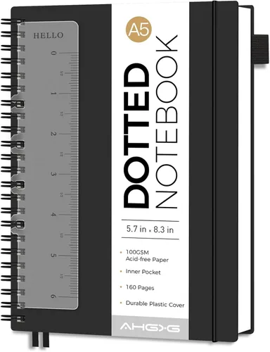 Vista 36 de AHGXG Diario de puntos, cuaderno en espiral de cuadrícula de puntos de 8.5 x 11 pulgadas, cuaderno de puntos grande A4, papel grueso de 3.53 oz/m²