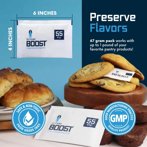 Vista 4 de Integra Boost - Nivel de humedad del 55% - Tamaño de 2.36 oz - Paquete de control de humedad bidireccional - Incluye tarjetas indicadoras