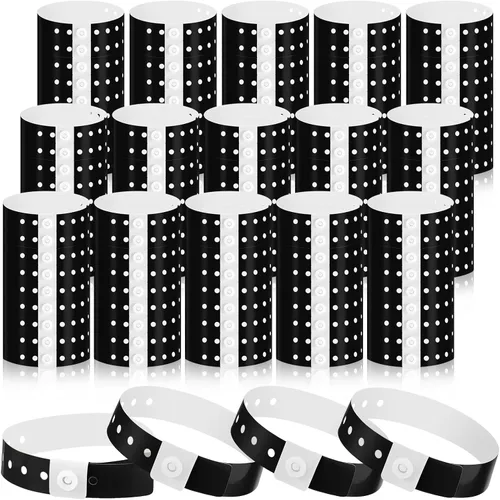 Vista 21 de 600 pulseras de plástico para eventos, vinilo, colores surtidos Adjustable Snap, Bulk Waterproof Neon Colored Arm Bands, For Admission Pools