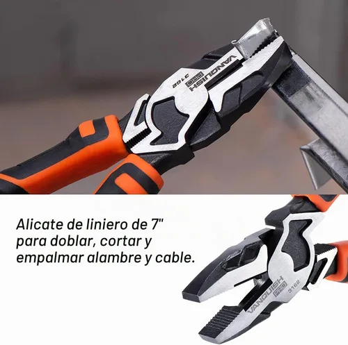 Vista 7 de VANQUISH Alicates Linemans de 7 pulgadas Alicates Linesman de alto apalancamiento con diseño de corte lateral (3162)