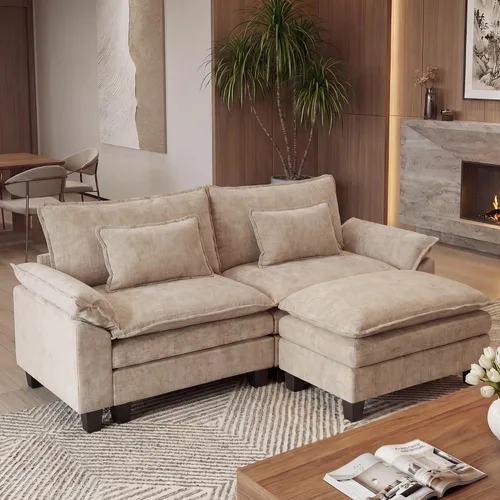 Vista 11 de URRED - Sofá seccional modular Cloud, sofá moderno en forma de L de 87" con profundidad de asiento con otomana y almohadas, ultra cómodo sofá
