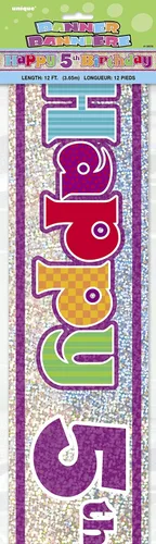 Vista 12 de Unique Party 10855-12ft Prism Happy 4th Birthday Banner