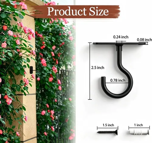 Vista 3 de Ganchos de techo para plantas colgantes, paquete de 2.5 pulgadas, ganchos de pared para plantas, luces, macetas, linternas, comederos de pájaros