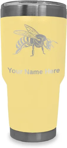 Vista 8 de LaserGram Vaso aislado al vacío de 20 onzas, abeja miel, grabado personalizado incluido (negro)