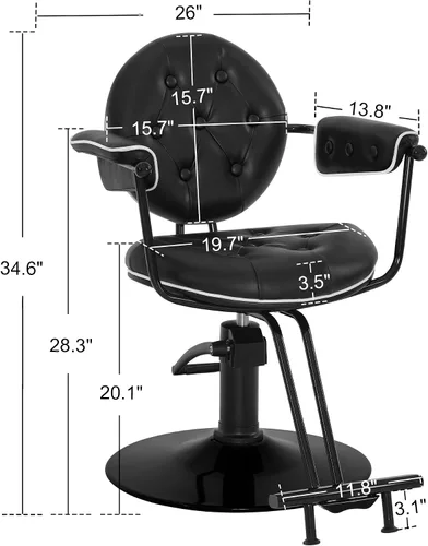 Vista 3 de BarberPub Silla de peluquería para estilista, silla de peluquería hidráulica, peluquería y salón en casa 8435 (negro)