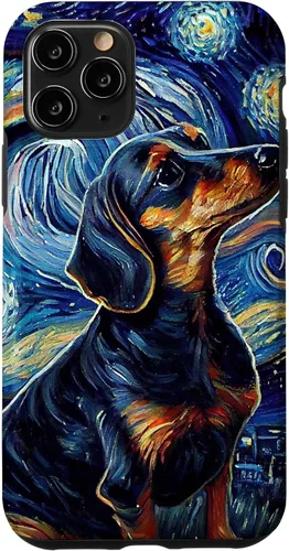 Vista 27 de Funda para iPhone 16 Starry Night Famoso Estilo de Pintura Dachshund