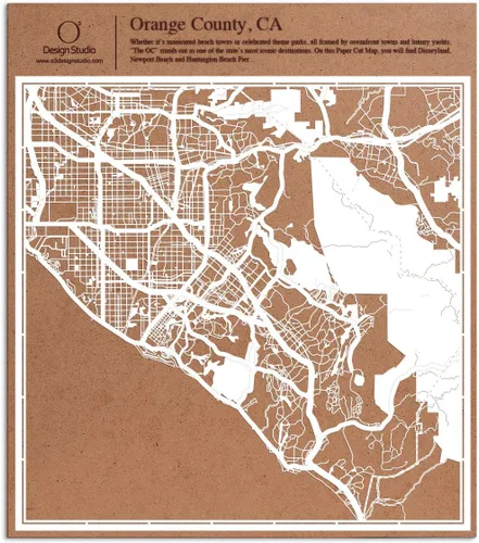 Vista 132 de O3 Design Studio Aberdeen - Mapa de papel cortado en papel blanco de 12 x 12 pulgadas
