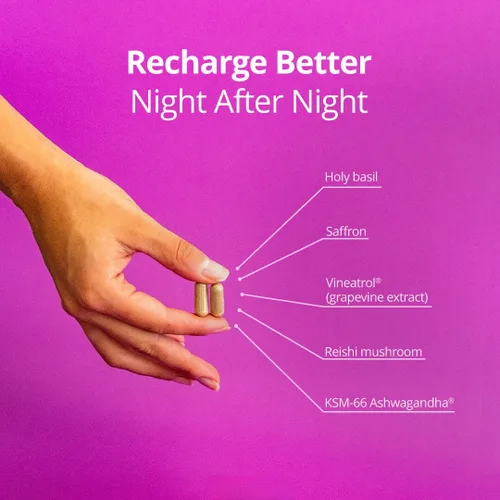 Vista 4 de Qualia Night Sleep Aid Formación sin hábito Suplemento respaldado por la ciencia para un sueño refrescante profundo Sin melatonina, vegano