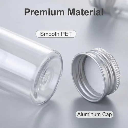 Vista 3 de 12 botellas de plástico transparente recargables vacías con tapa de rosca de aluminio, tarros pequeños, contenedor pequeño de viaje (0.3 fl oz)