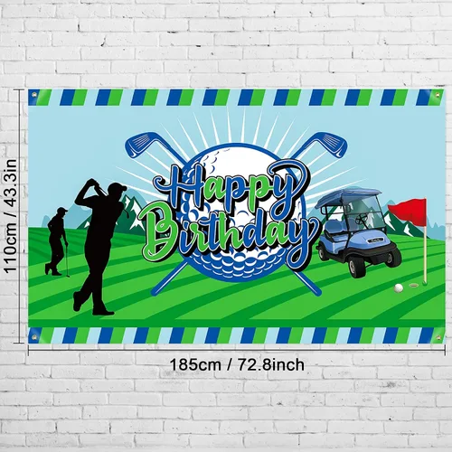 Vista 2 de Irenare Decoración de fiesta de cumpleaños de golf, telón de fondo para cabina de fotos, fondo de fotografía para golf, deportes, suministros