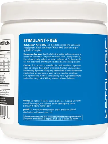 Vista 3 de Ketologic Keto BHB (sabor a bayas mixtas) 30 porciones - Suplemento de cetona exógena con goBHB, sales de beta-hidroxibutirato Suplemento