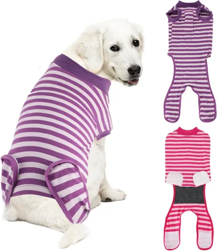 Vista 15 de Paquete de 2 unidades de algodón transpirable para perros de recuperación para después de esterilizar heridas abdominales, protectores profesionales
