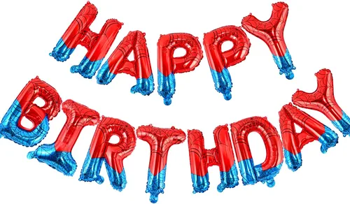 Vista 18 de CANREVEL Cartel de feliz cumpleaños, 13 letras de papel de aluminio de Mylar de 16 pulgadas, decoraciones de fiesta de cumpleaños para niños