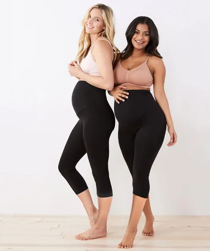 Vista 4 de Maternity Capri Leggings Over The Belly Butt Lift -Soft Non-See-Through Workout Pregnancy Pants for Women