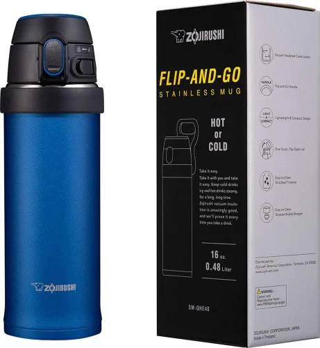 Vista 3 de Zojirushi SM-QHE48AK, taza de acero inoxidable, 16 onzas, azul cobalto