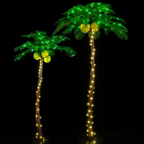 Vista 11 de TYBEEU Palmera iluminada de 1,5 metros con 136 luces LED con cocos brillantes - Atenuable, certificación UL, resistente al agua - Ideal