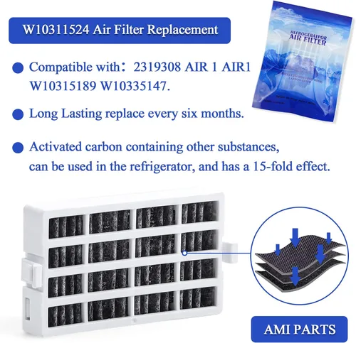 Vista 3 de AMI PARTS Filtro de aire de flujo fresco W10311524 AIR1 y repuesto para conservador de productos W10346771A compatible con refrigerador