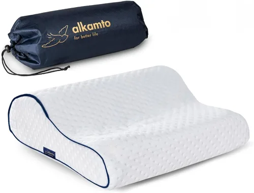 Vista 14 de alkamto Cómoda almohada de espuma viscoelástica para viajes y campamentos, bolsa portátil fácil de llevar, funda de almohada con regulación