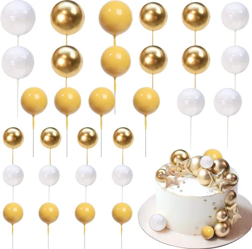 Vista 23 de Rsstarxi 30 piezas de mini globos y bolas de espuma para tartas – Insertos de pastel de bricolaje para bodas, aniversarios y decoraciones de fiesta