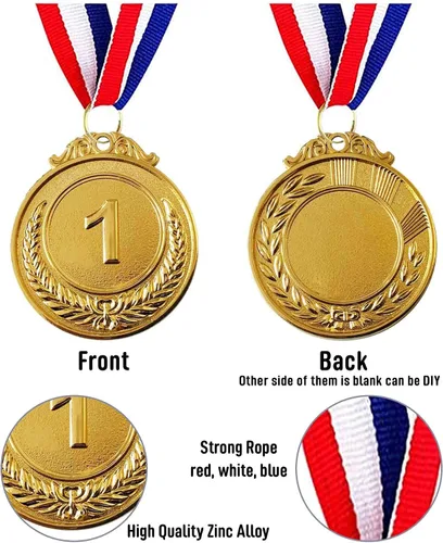 Vista 3 de Jauisus 6 medallas de oro para premios, medallas de metal para el primer lugar, estilo olímpico, premios para deportes, fiestas, torneos, premios