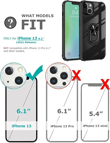 Vista 2 de Ring Kickstand - Funda transparente para iPhone 13 de 6.1 pulgadas (no para iPhone 13 Pro), funda protectora delgada de protección contra caídas