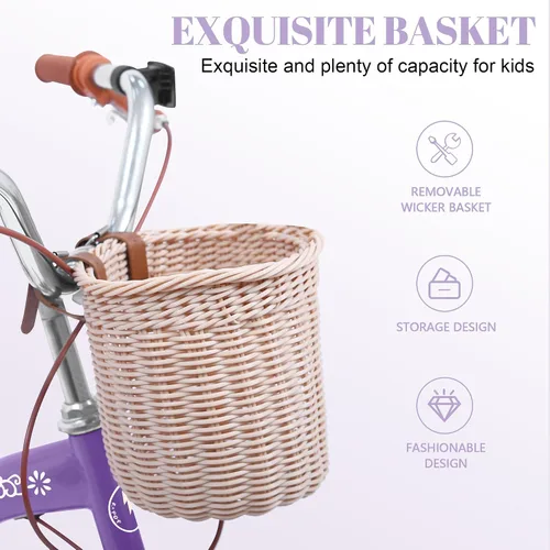 Vista 6 de 20 Inch Girls Bike Ages 8-12, 20 Inch Bike with Basket and Kickstand, Single Speed Girls Bikes Kids Bicycle with Front and Rear Brakes, Children