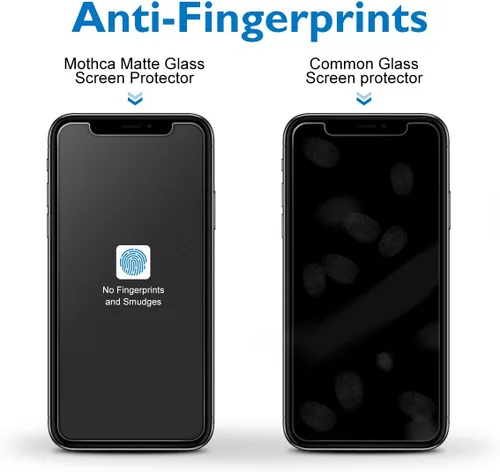 Vista 4 de Mothca Paquete de 2 protectores de pantalla de vidrio mate para iPhone Xs Max/iPhone 11 Pro Max, antirreflejos y antihuellas, vidrio templado
