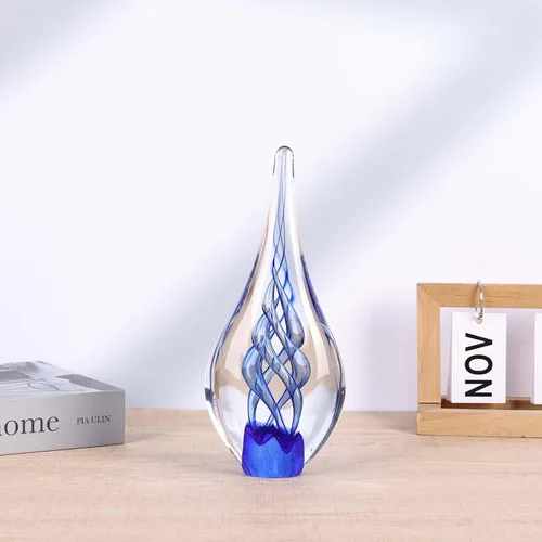 Vista 6 de Escultura de vidrio soplado a mano, decoración única de estilo mediterráneo, figura de vidrio con acabado similar al cristal, pisapapeles