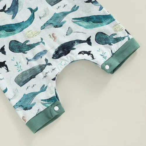 Vista 4 de Muasaaluxi Mameluco de una pieza para bebé recién nacido, sin mangas, con estampado de peces, traje de verano