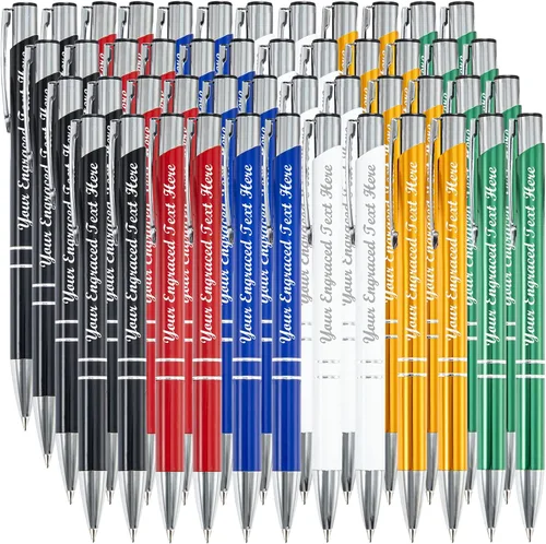 Vista 20 de Bolígrafos personalizados a granel con grabado sin nombre, bolígrafo de impresión personalizada, bolígrafo de metal pastel, regalo personalizado