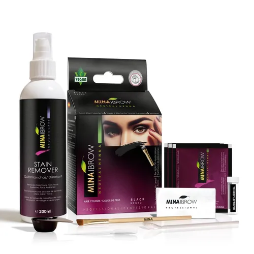 Vista 41 de Polvo de tinte para cejas natural marrón medio de MinaiBrow Kit de tinte instantáneo a prueba de manchas con cepillo doble biselado Marrón medio +