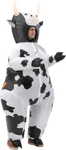 Vista 5 de VURPOKSI Disfraz inflable de vaca para Halloween, fiesta de disfraces de Navidad