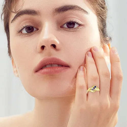 Vista 3 de Anillo de piedras natales personalizadas de oro de 10 quilates, 14 quilates y 18 quilates con nombres, anillos de promesa para parejas y mujeres