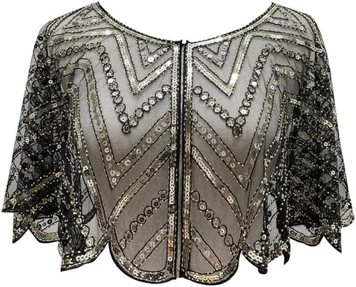 Vista 7 de Specell 1920s Handmade Sequin Beaded Evening Shawl Bridal Wrap Shawls and Wraps for Evening Dresses Wedding Shawl 10