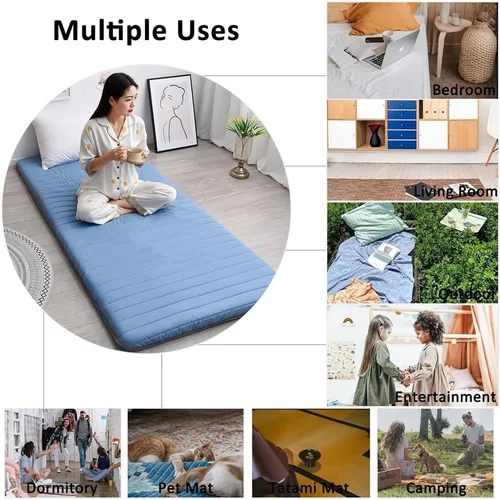 Vista 6 de Colchón de futón japonés de alto soporte, colchón de futón portátil, almohadilla para dormir adecuada para adultos y niños, estera plegable