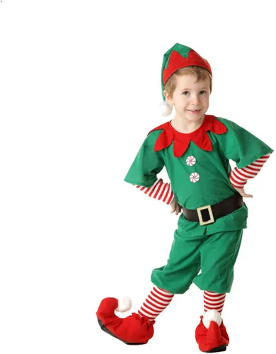 Vista 3 de Springcmy Disfraz de elfo de Navidad para mujeres y hombres, disfraz de Santa Claus, pantalones + calentador de piernas, sombrero + cinturón