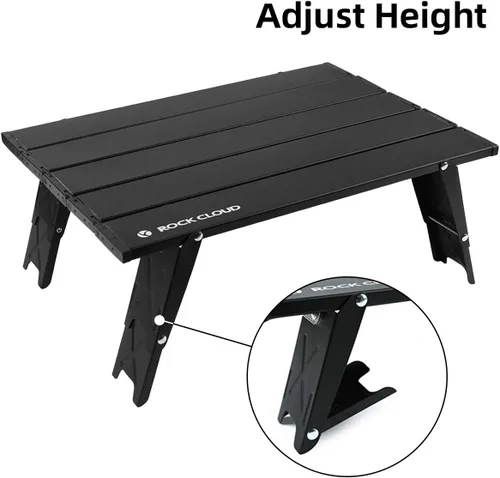 Vista 4 de Rock Cloud Mesa de Playa Plegable de Aluminio Ultraligera Ajustable en Altura, Mesa de Camping Portátil Mini
